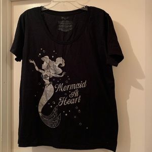 Disney Little Mermaid Silver Glitter Black T-shirt